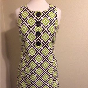 Geometric Green and Black Sleeveless Dress